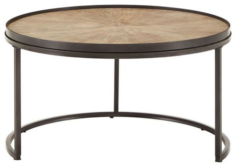 Elsie Grey Oak Finish Round Nesting Coffee Table - Industrial - Coffee ... throughout Expert Tips for Integrating the Elsie Grey Oak Nesting Coffee Table into Your Decor