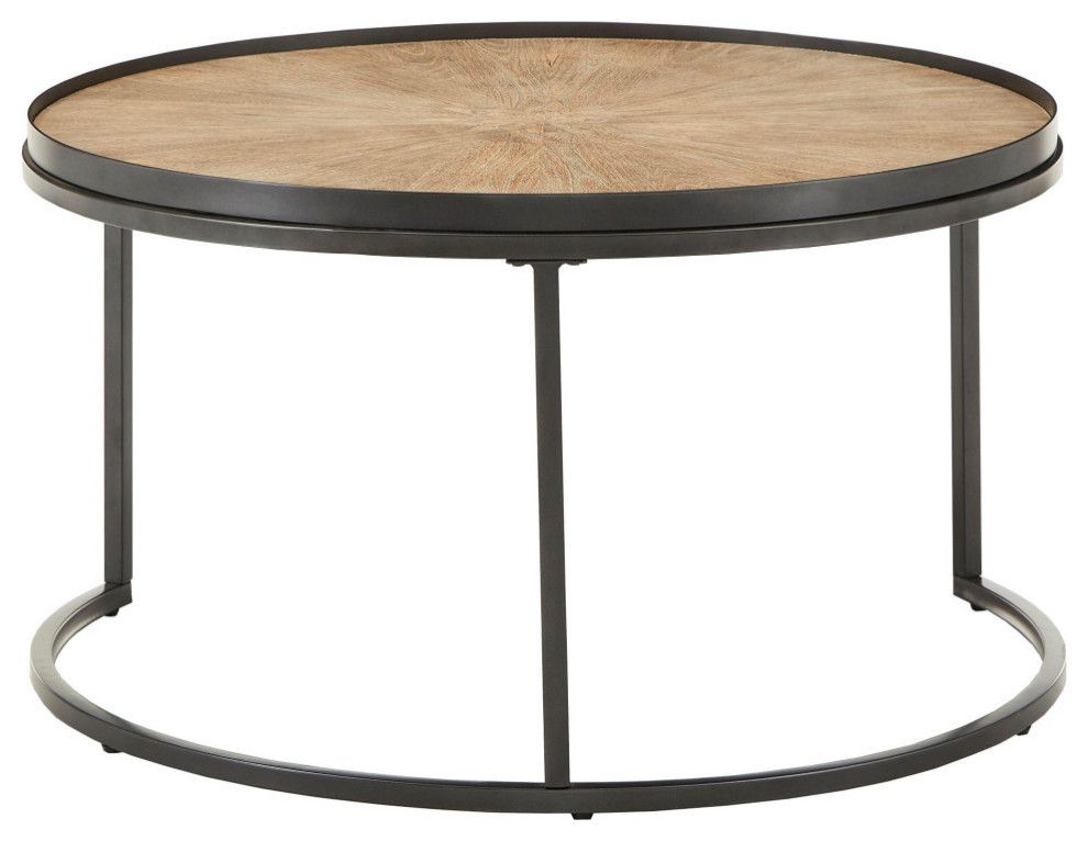 Elsie Grey Oak Finish Round Nesting Coffee Table - Industrial - Coffee ... with regard to Expert Tips for Integrating the Elsie Grey Oak Nesting Coffee Table into Your Decor