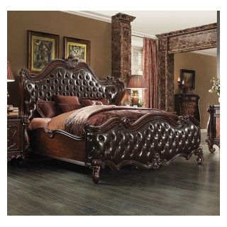 Emma Mason Signature Starboard Queen Bed In D.brown Pu/Cherry Oak ... intended for Emma Mason Signature Starboard Bench In L.brown Pu Cherry Oak