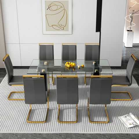 Everly Quinn Marquize Rectangular Dining Table Modern Dining Table Set ... with Modern Dining Table Set 2025 Inspiration