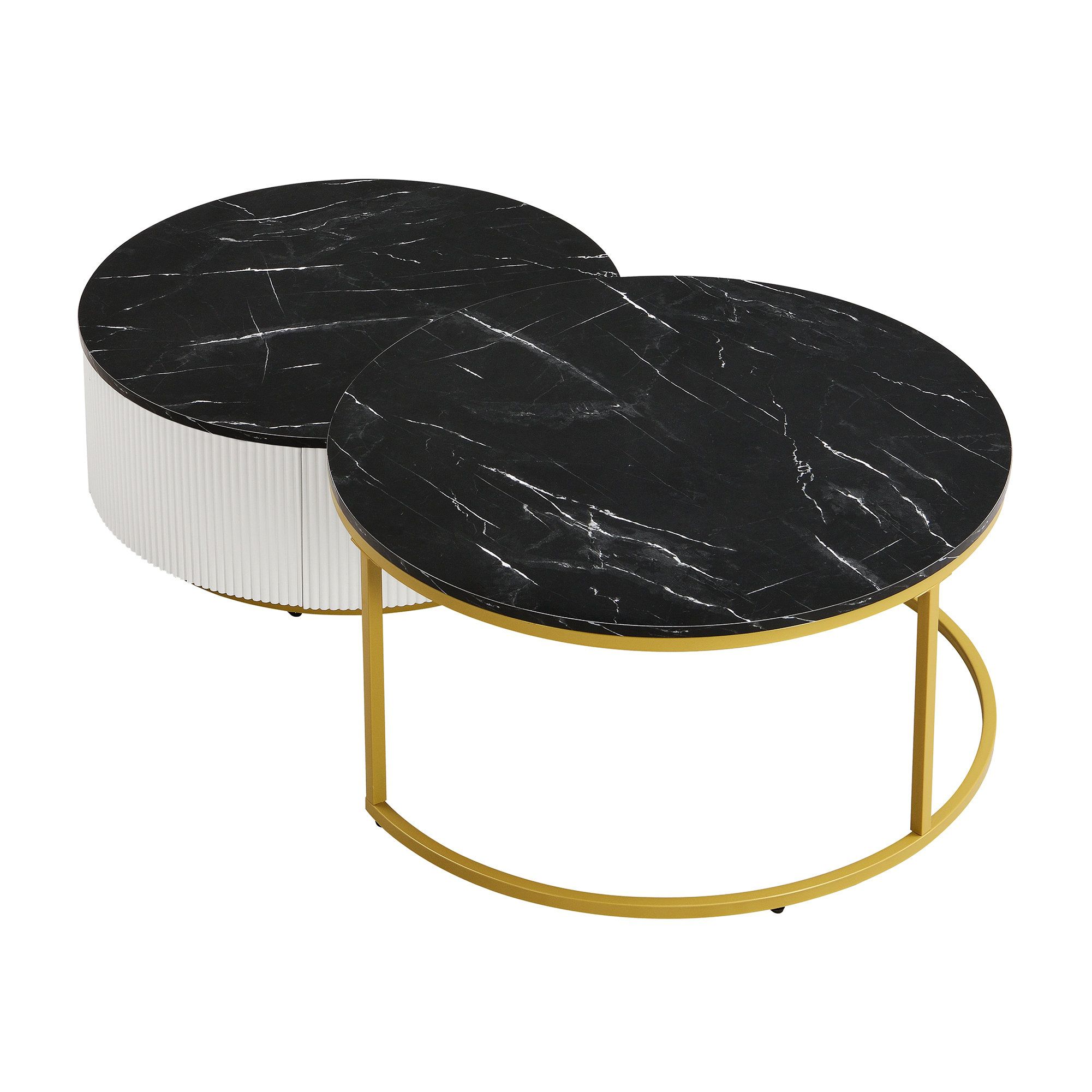 Everly Quinn Modern Round Nesting Coffee Table Fluted With Drawer | Wayfair with A Guide to Styling Your Gewnee Modern Round Nesting Coffee Table