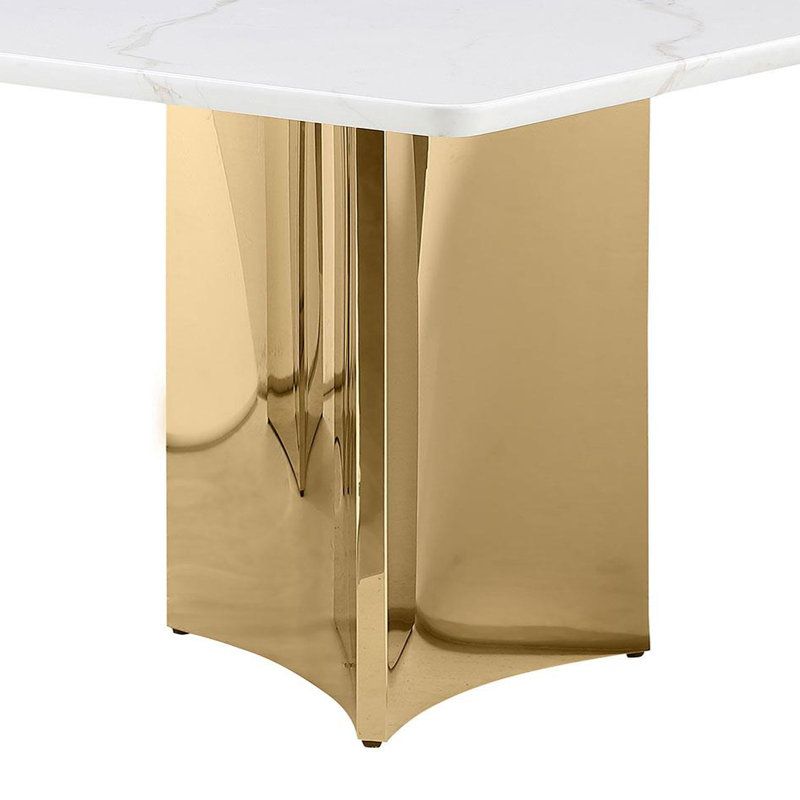 Everly Quinn Rectangular 79-Inch Marble Top Dining Table White | Wayfair for A Closer Look at the Safavieh Couture Rosie Marble Dining Table