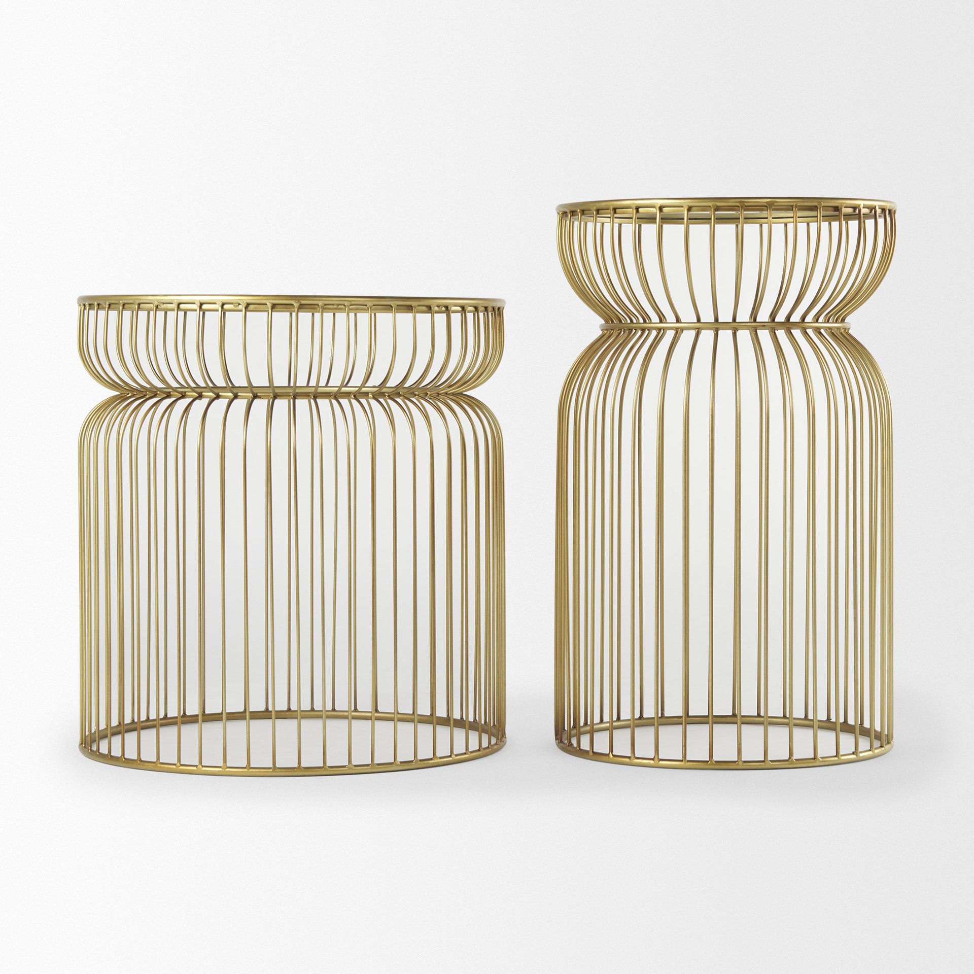 Everly Quinn Shani Set Of 2 Round, Gold Metal W/ Glass Accent Tables ... in Space-Saving Solutions The Practical Elegance of Shani Accent Tables
