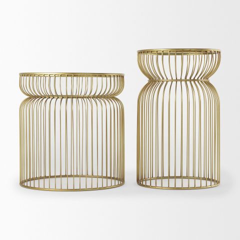 Everly Quinn Shani Set Of 2 Round, Gold Metal W/ Glass Accent Tables ... in Space-Saving Solutions The Practical Elegance of Shani Accent Tables