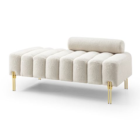 Everly Quinn Wide Upholstered Bench With Premium Breathable Faux Fur ... within Understanding the Allure of the Sonia Upholstered Bench in Cream Velour