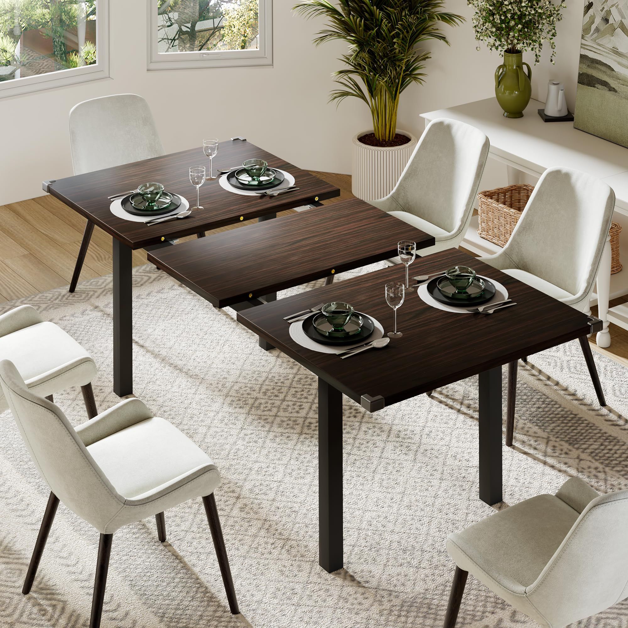 Extendable Dining Tables For Small Spaces 63&quot; Extendable Dining Table, with Extendable Dining Table For Limited Space Living