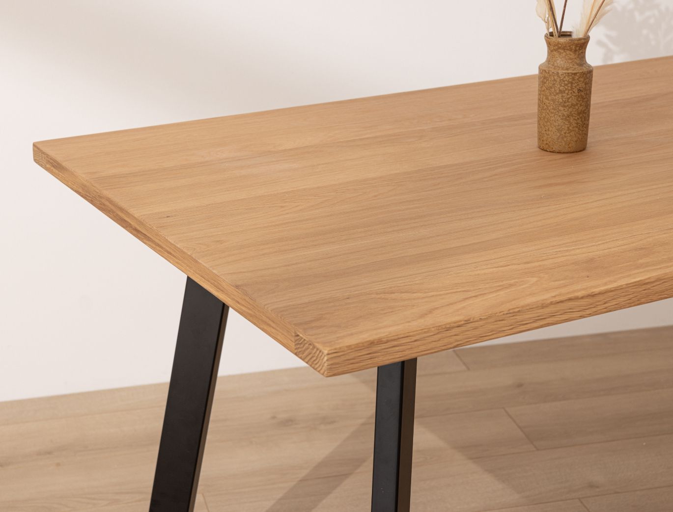 Extendable Natural Solid Oak Industrial Dining Table | Grain &amp; Frame throughout Luna Solid Oak Dining Table