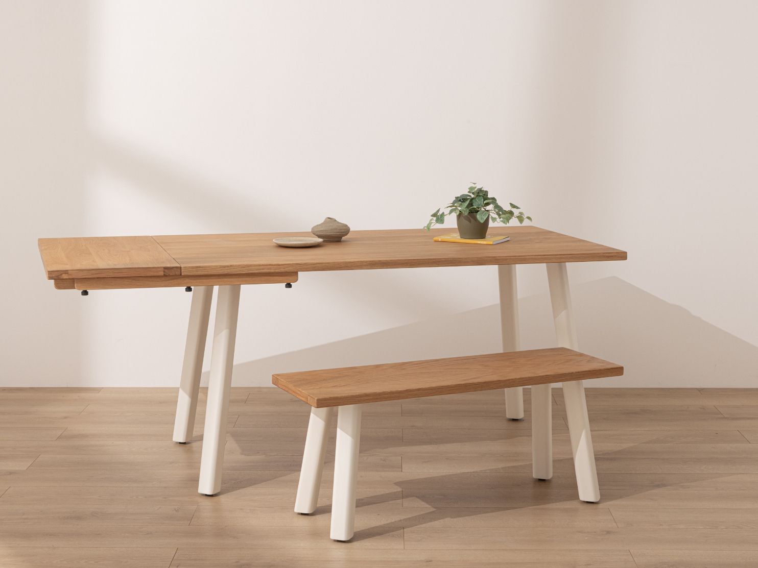 Extendable Natural Solid Oak Modern Farmhouse Dining Table | Grain &amp; Frame with regard to Farmhouse Dining Table - Natural