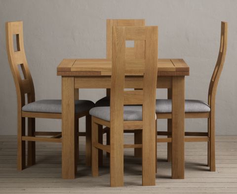 Extending Buxton 90Cm Solid Oak Dining Table With 6 Natural Chairs with Luna Solid Oak Dining Table