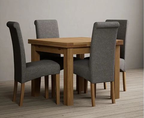 Extending Buxton 90Cm Solid Oak Dining Table With Scroll Back Chairs ... with regard to How solid oak dining table sets with bench enhance family meal experiences