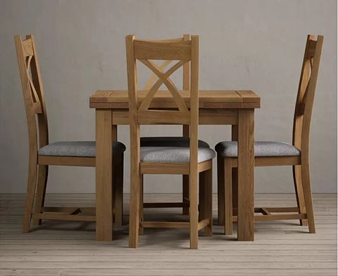 Extending Buxton 90Cm Solid Oak Dining Table With X Back Chairs | Oak ... with How solid oak dining table sets with bench enhance family meal experiences