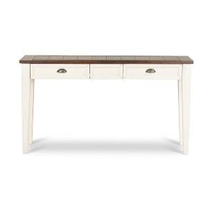 Farmhouse Cayla Sofa Table Dark Oak/White - Steve Silver Co.: Hardwood ... regarding How The Steve Silver Cayla Counter Table Transforms Kitchen Spaces
