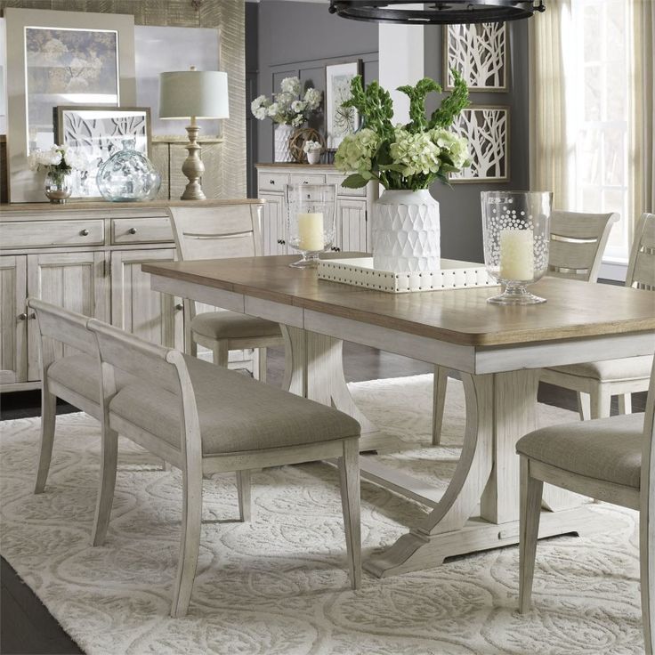 Farmhouse Reimagined Trestle Table And Bench At Missouri Furniture ... with regard to Investigating the Beauty and Functionality of the Liberty Furniture Farmhouse Trestle Table