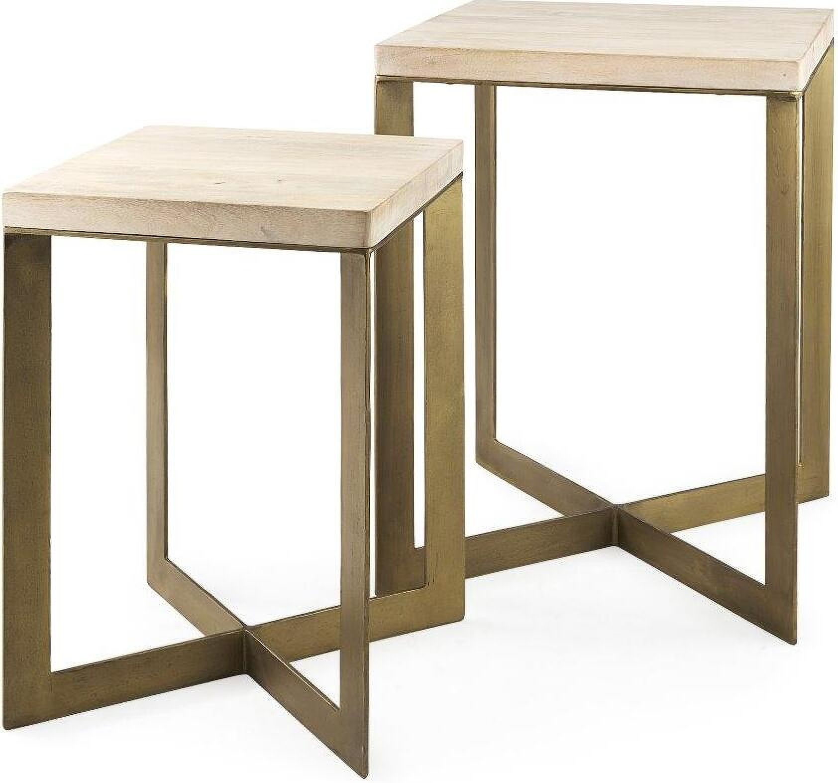 Faye Barely Gray Finished Wood With Gold Metal Base Accent Tables Set ... in Faye 2-Piece Barely Gray Finished Wood/Gold Metal Base Table Set