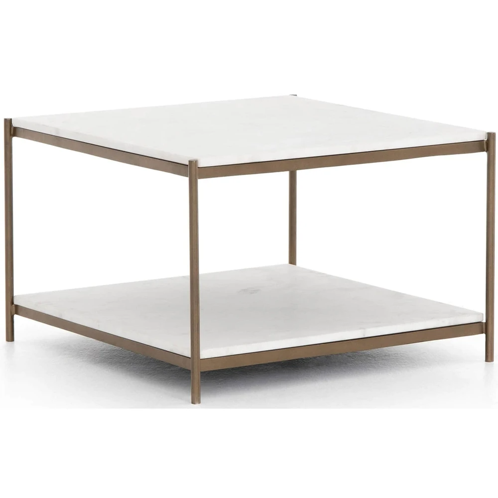 Felix Bunching Table, Antique Brass | Coffee Table, Coffee Table With ... for The Art of Pairing Alexia Bunching Cocktails Carrara White with Antique Bronze Accents