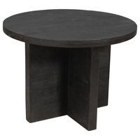 Fernious 48&quot; Round Dining Table, Dark Gray Finish On Mango Solid Wood ... inside Rubber Wood Round Dining Table, Dark Gray