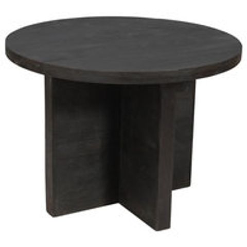 Fernious 48" Round Dining Table, Dark Gray Finish On Mango Solid Wood ... inside Rubber Wood Round Dining Table, Dark Gray