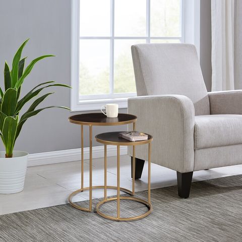Firstime And Co. Firstime & Co. Gold Leah Mid-Century Modern Nesting ... inside Beige Marble End Tables, 2-Piece Set, Oroa Dillinger