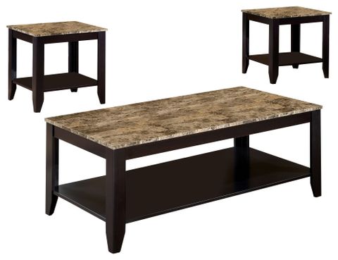 Flores 3-Piece Occasional Table Set With Shelf Cappuccino ... for Cappuccino Table Set, 3 Piece Set