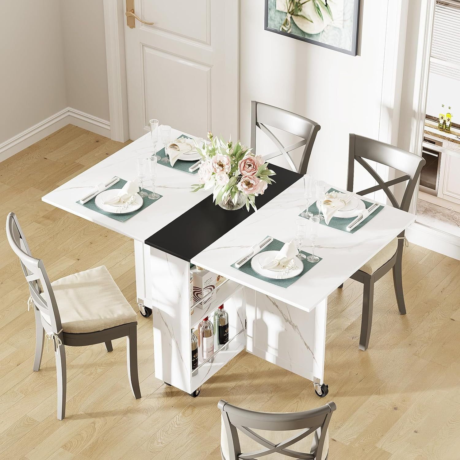 Folding Dining Table, Versatile Foldable Kitchen Dinner Table With ... inside The Hidden Benefits of Foldable Side Extensions