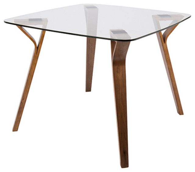 Folia Mid-Century Modern Dinette Table, Walnut/Glass - Midcentury - Dining Tables - By ... in Folia Dinette Table