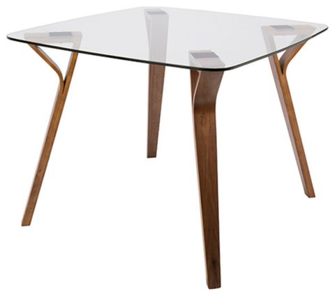 Folia Mid-Century Modern Dinette Table, Walnut/Glass - Midcentury - Dining Tables - By ... in Folia Dinette Table