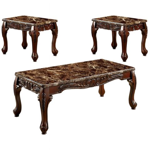 Furniture Of America 3-Piece Dark Oak And Brown Wood Coffee Table Set ... regarding Pine Wood 3-Piece Coffee Table Set, Dark Gray