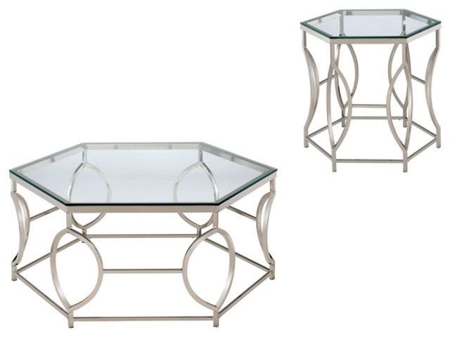 Furniture Of America Annette Metal 2-Piece Coffee Table Set In Chrome ... for A Deep Dive into the Stylish and Functional Furniture of America Vasket Coffee Table Set