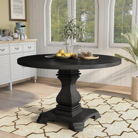 Furniture Of America Dvoralia 48 In. Round Brown Wood Dining Table ... within Chelsea Oak Wood Round Dining Table, Black