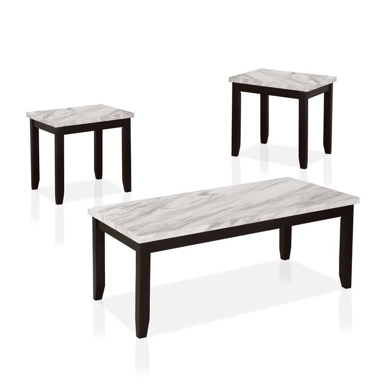 Furniture Of America Gavelle Transitional Wood 3-Piece Coffee Table Set ... intended for 3Pc White Wood Coffee Table Set With Gold Painted Legs