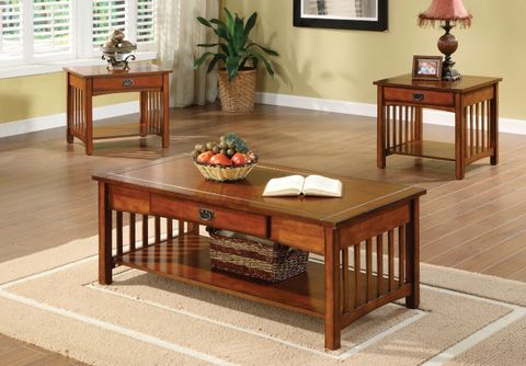 Furniture Of America Idf-4245-3Pk Davey 3-Piece Coffee Table Set ... with Table Set 3-Pieces Set, Brown Oak