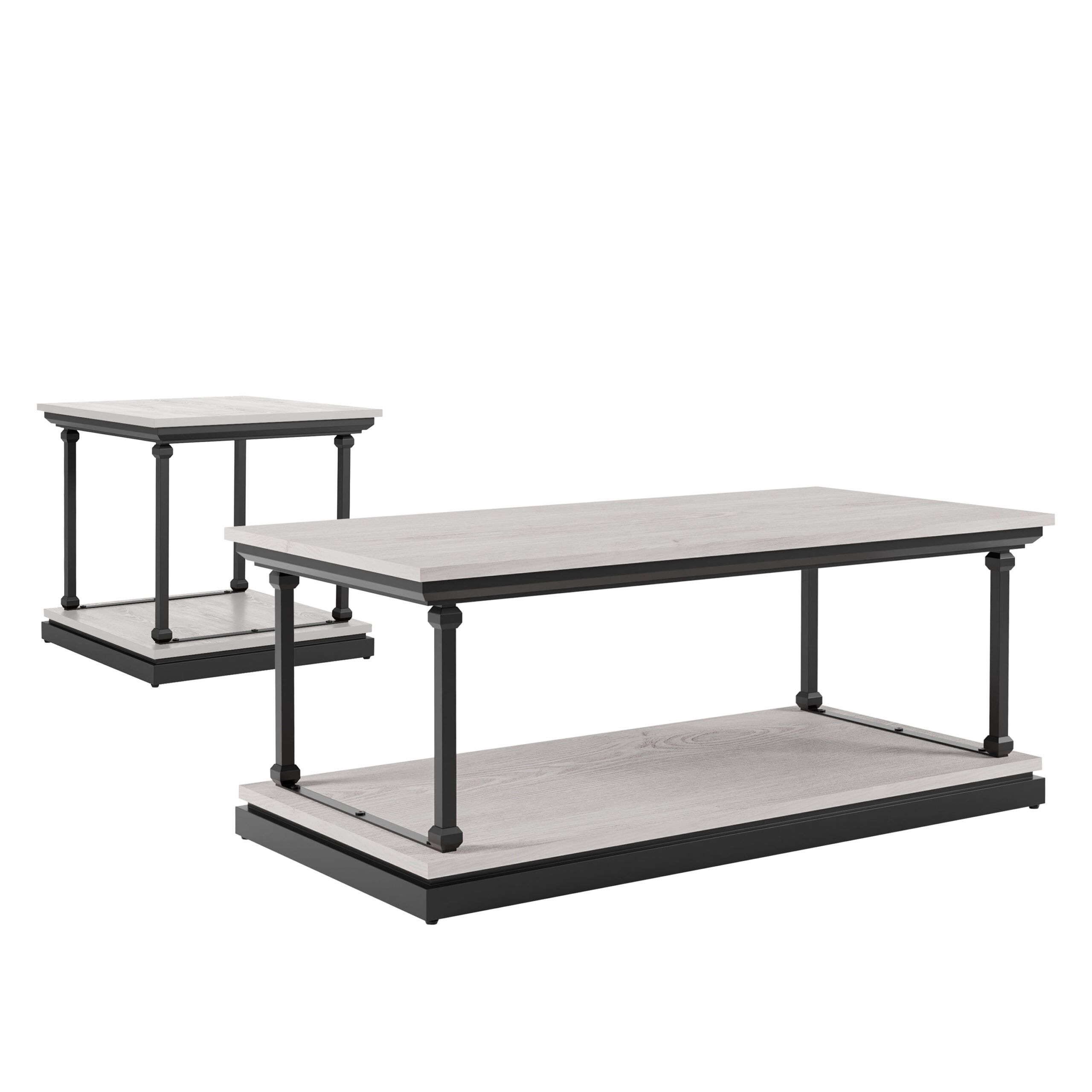 Furniture Of America Laem 2-Piece Coffee Table Set, Antique White ... within Design Inspiration Featuring the Payne 2-Piece Distressed White Table Set