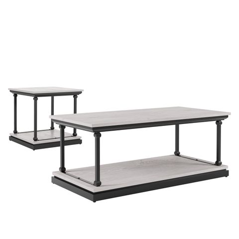 Furniture Of America Laem 2-Piece Coffee Table Set, Antique White ... within Design Inspiration Featuring the Payne 2-Piece Distressed White Table Set