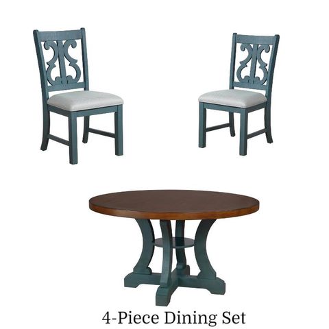 Furniture Of America Muschamp 5-Piece Wood Dining Set In Antique Blue ... for Furniture Of America Muschamp Wood Dining Table In Antique White And Dark Oak