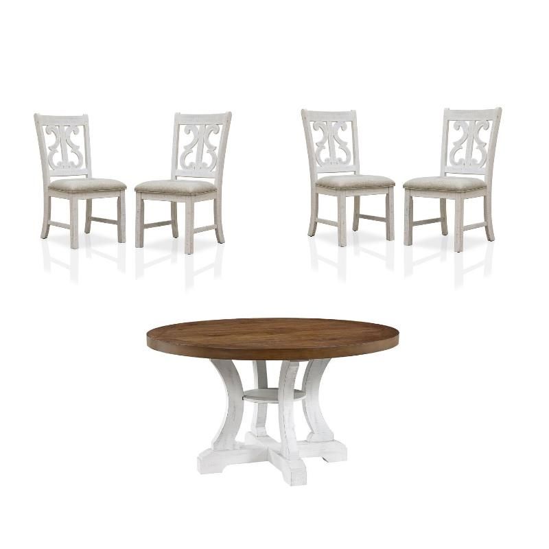 Furniture Of America Muschamp 5-Piece Wood Dining Set In Antique White ... in Furniture Of America Muschamp Wood Dining Table In Antique White And Dark Oak