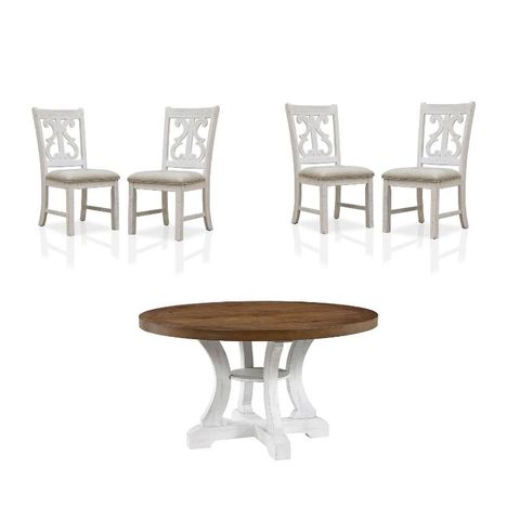Furniture Of America Muschamp 5-Piece Wood Dining Set In Antique White ... in Furniture Of America Muschamp Wood Dining Table In Antique White And Dark Oak