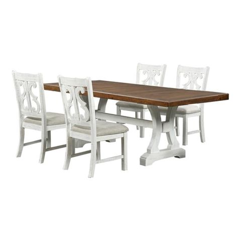 Furniture Of America Muschamp Wood 5-Piece Dining Set In White And Oak ... regarding Style Meets Durability The Furniture of America Muschamp Table