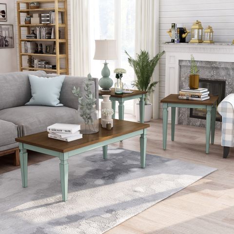 Furniture Of America Nomara French Country 48-Inch Solid Wood 3-Piece ... in Furniture Of America Condway Wood 3-Piece Coffee Table Set In Antique White