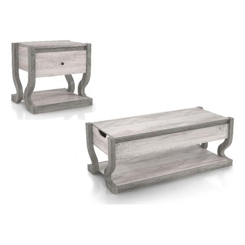 Furniture Of America Seche Wood 2-Piece Coffee Table Set In Coastal ... throughout Evaluating the Practicality of the Baletto Wood Coffee Table Set