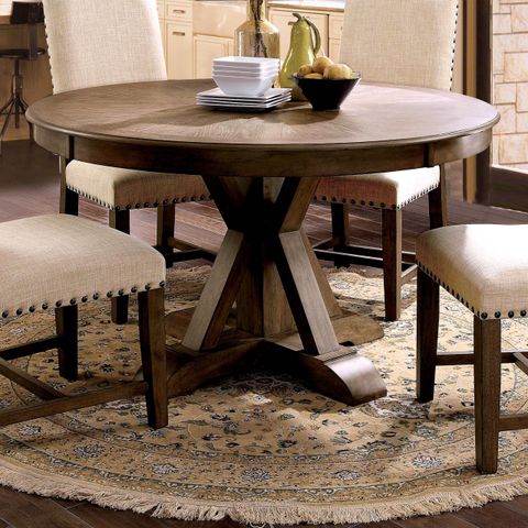 Furniture Of America Stanley Pedestal Round Dining Table, Light Oak ... regarding How to choose the right round pedestal dining table for your space and lifestyle