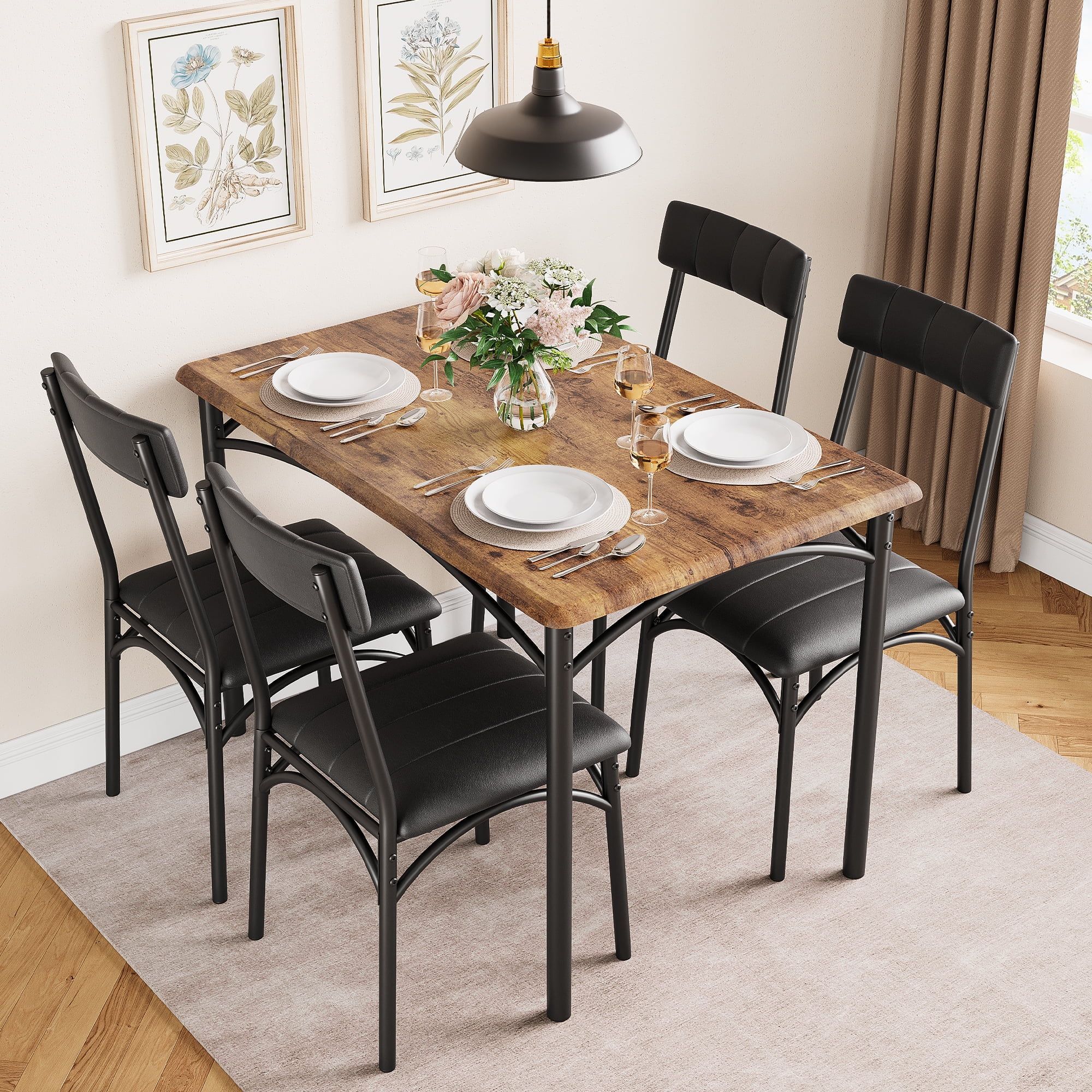Gaomon Dining Table Set With 4 Upholstered Chairs, 5 Piece Dining Table ... with Budget Friendly Dining Table Under 200 Dollars