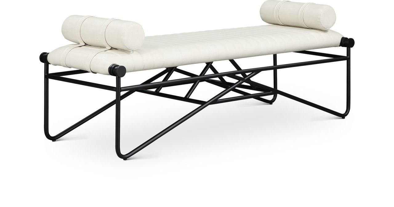 Adding a Touch of Elegance The Karol Cream Vegan Leather Bench