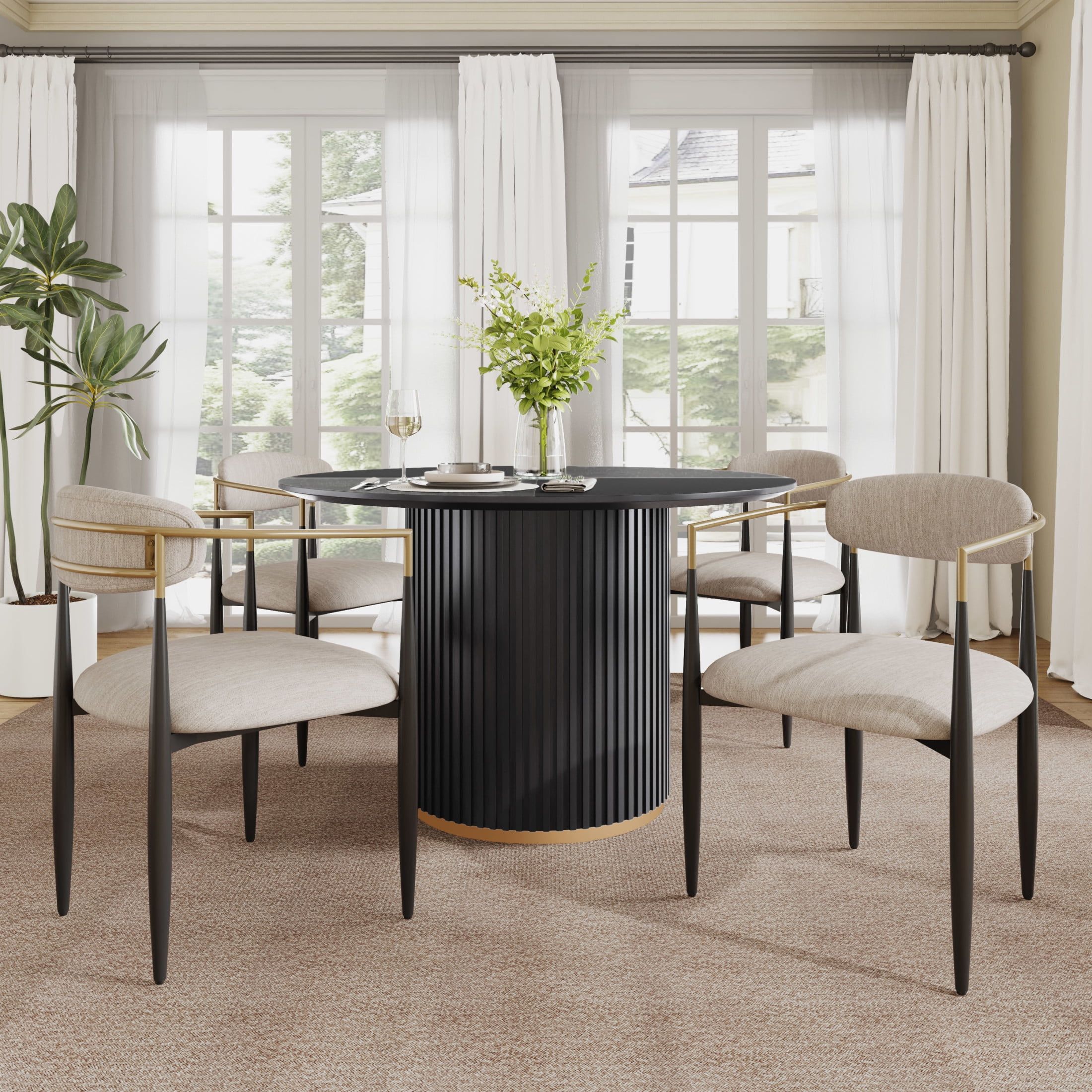 Gdf Studio 5-Piece Morden Dining Set With Round Pedestal Table And ... inside Beyond Aesthetics Exploring the Craftsmanship of GDF Studio Side Tables