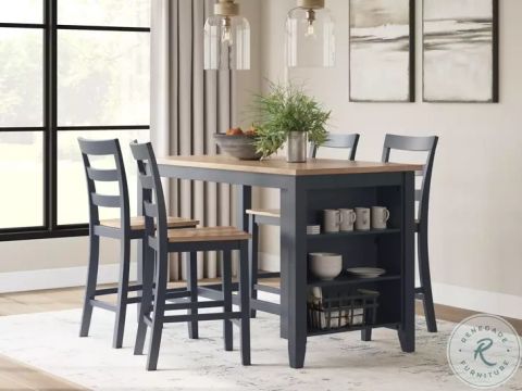 Gesthaven Natural And Blue Rectangular Counter Height Dining Table From ... with regard to Finding Your Ideal Rectangular Counter Height Table with a Natural Finish