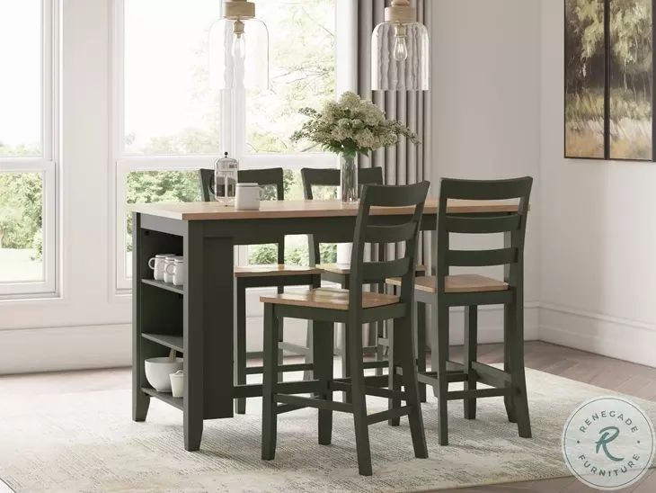 Gesthaven Natural And Green Rectangular Counter Height Dining Table ... intended for Finding Your Ideal Rectangular Counter Height Table with a Natural Finish