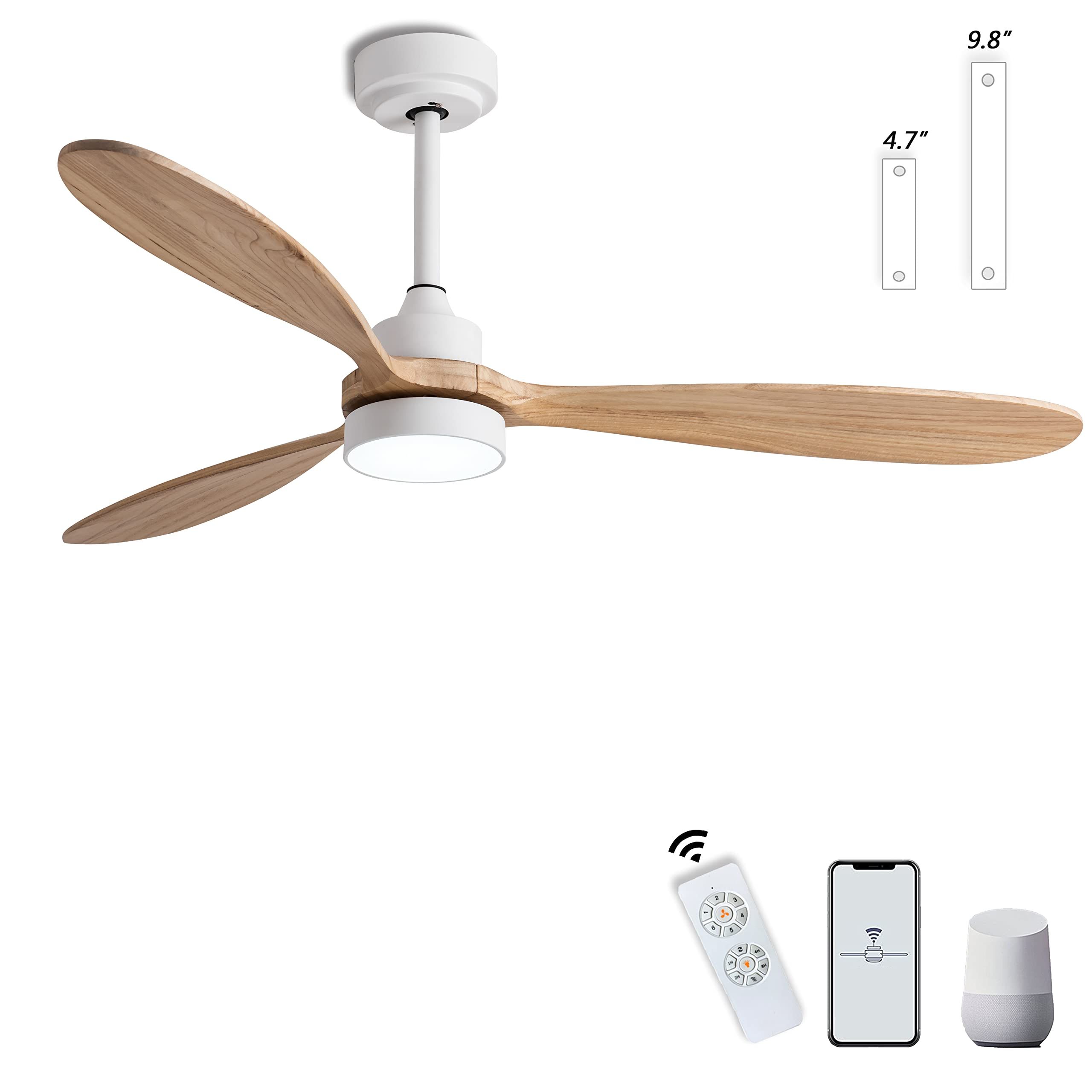 Gesum Smart Ceiling Fan Light, 52&quot; Outdoor Ceiling Fan With Light ... regarding Google Home integration for contemporary outdoor ceiling fan designs