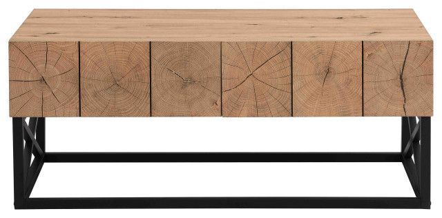 Gewnee 43.31&quot; Luxury Coffee Table With Two Drawers, Industrial Coffee ... inside Gewnee Sidetable/Coffee Table/End Table/C, Oak