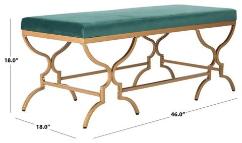 Glam Emerald Velvet Bench With Gold Geometric Base And Cushioned Seat ... within Glam Emerald Velvet Bench With Gold Geometric Base And Cushioned Seat