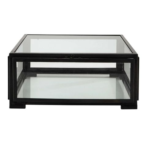 Glass And Metal Square Coffee Table In Black W 80Cm Alphonse | Maisons ... for A Closer Look at the Craftsmanship Behind Noir Galleria Tables