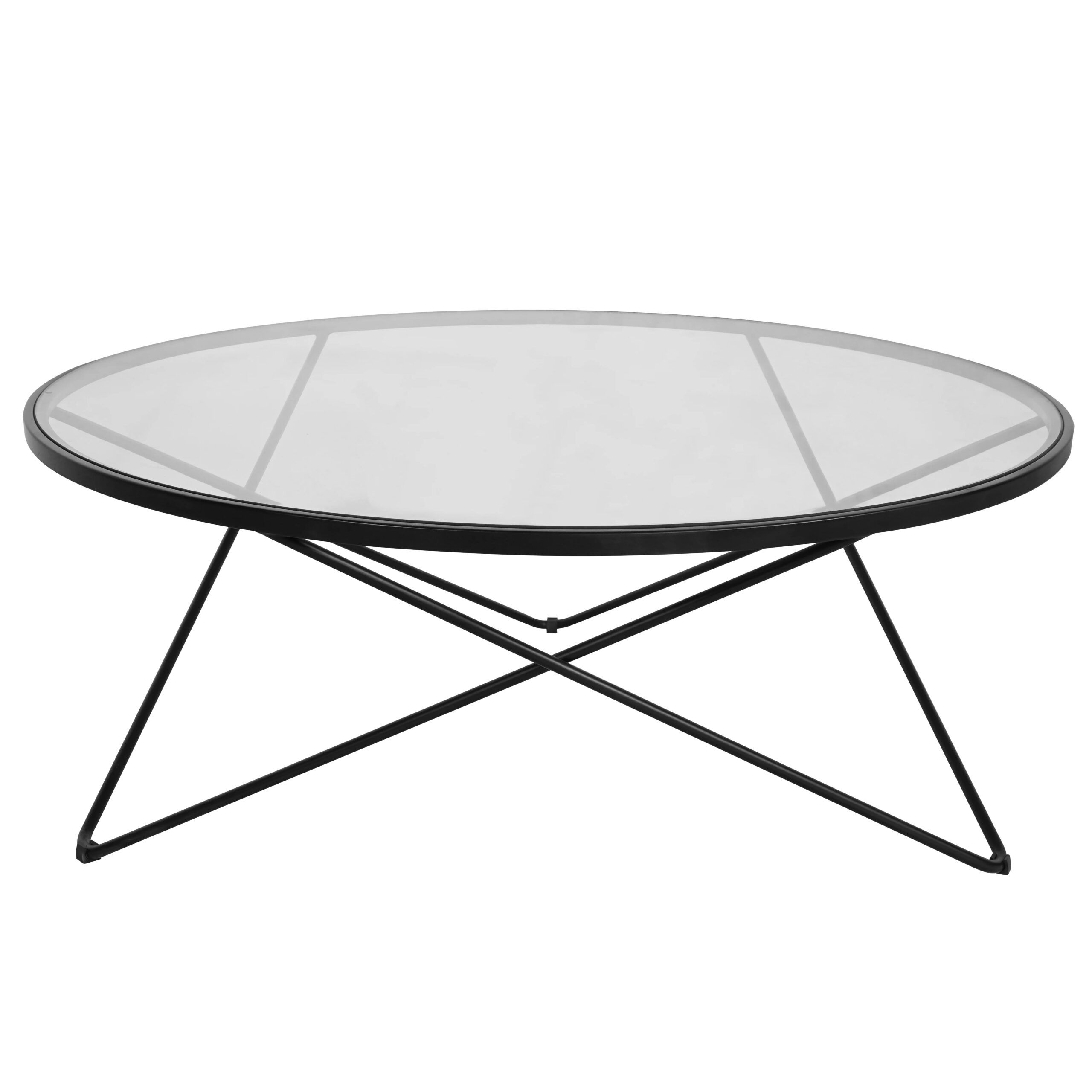 Glass Coffee Table Luxury Home Furniture Metal Round Table Cross Metal ... pertaining to Clara Table, Black Metal, Clear Glass